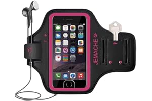 iPhone 6 7 8 SE 2020/2022 Armband, JEMACHE Fingerprint Touch Supported Gym Running Workout Arm Band for iPhone 6/6S/7/8/SE 2nd & 3rd gen with Key Holder (Rosy)
