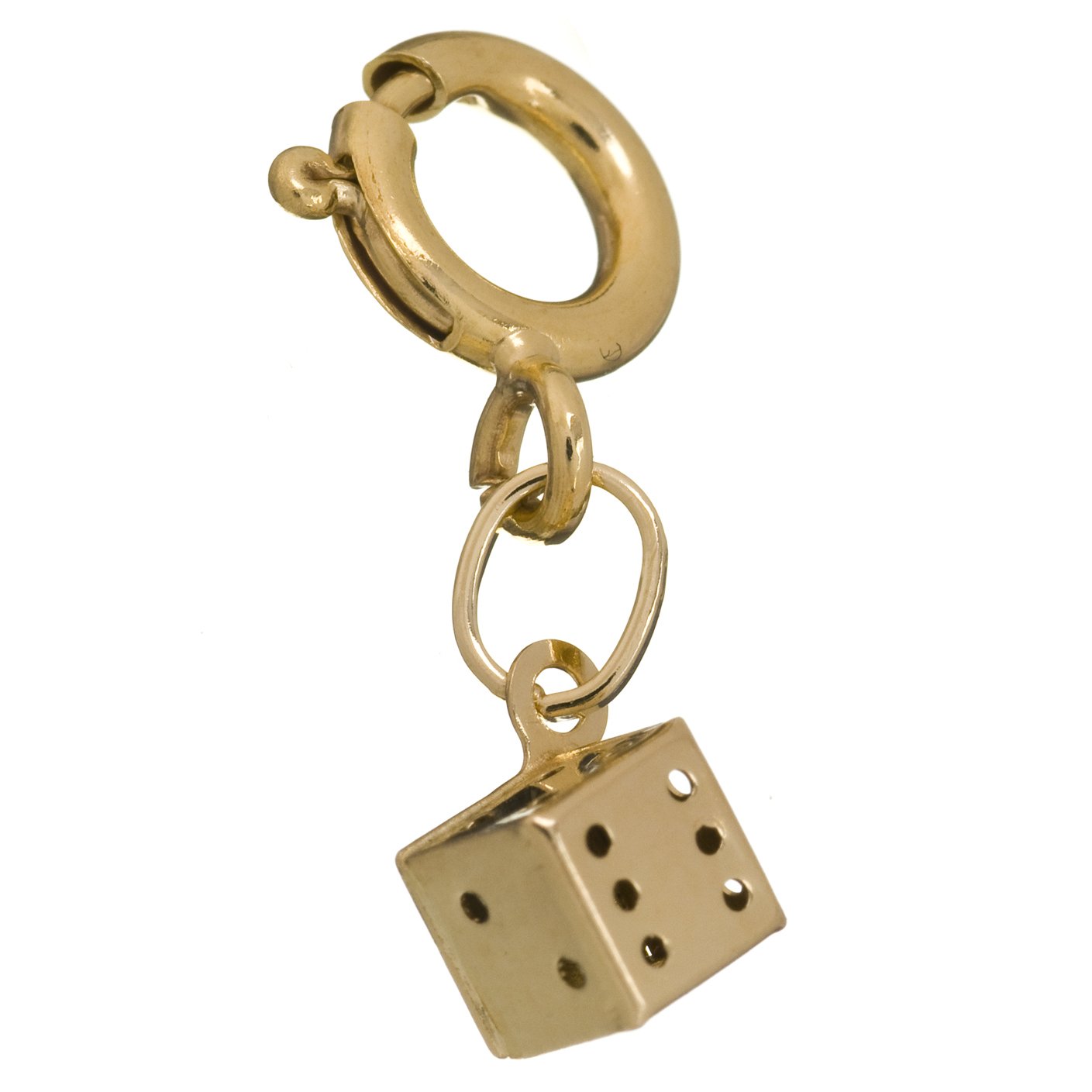 Citerna Dice Charm 9 ct Yellow Gold Pendant + 8 mm Bolt Ring