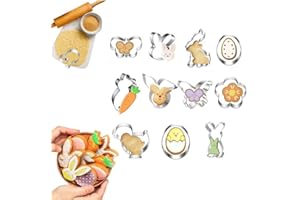 11Pcs Easter Cookie Cutters,Chick,Carrot,Egg,Bunny Rabbite Shapes Metal Cookie Cutters Stainless Steel Sets Holiday Themed Ba