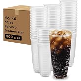 Karat [52oz - 300ct PP Plastic Cold Disposable Plastic Cups - BPA-Free, 117mm Diameter Drinking Cups for Cold Beverages, Iced Coffee, Water, Ideal for Parties and Events