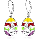 Bunny Easter Earrings for Women Dangling Sterling Silver Carrot Egg Rabbit Earrings Dangle Easter Bunny Jewelry Mothers Day Birthday Gifts