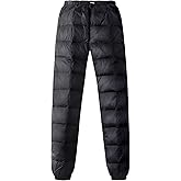 Gihuo Snow Pants Men Winter Warm Down Pants Ski Outdoor High Waisted Puffer Pants Loose Utility Padded Trousers