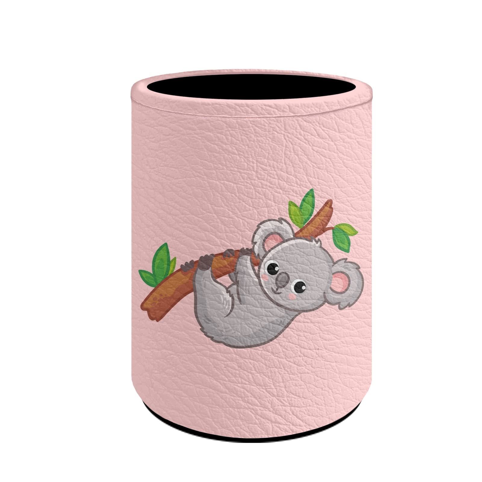 Kuiaobaty Cute Koala Print Kids Round Pencil Holder Pink Women Makeup Brush Holder School Office Desk Organizer Pen Cup Pot