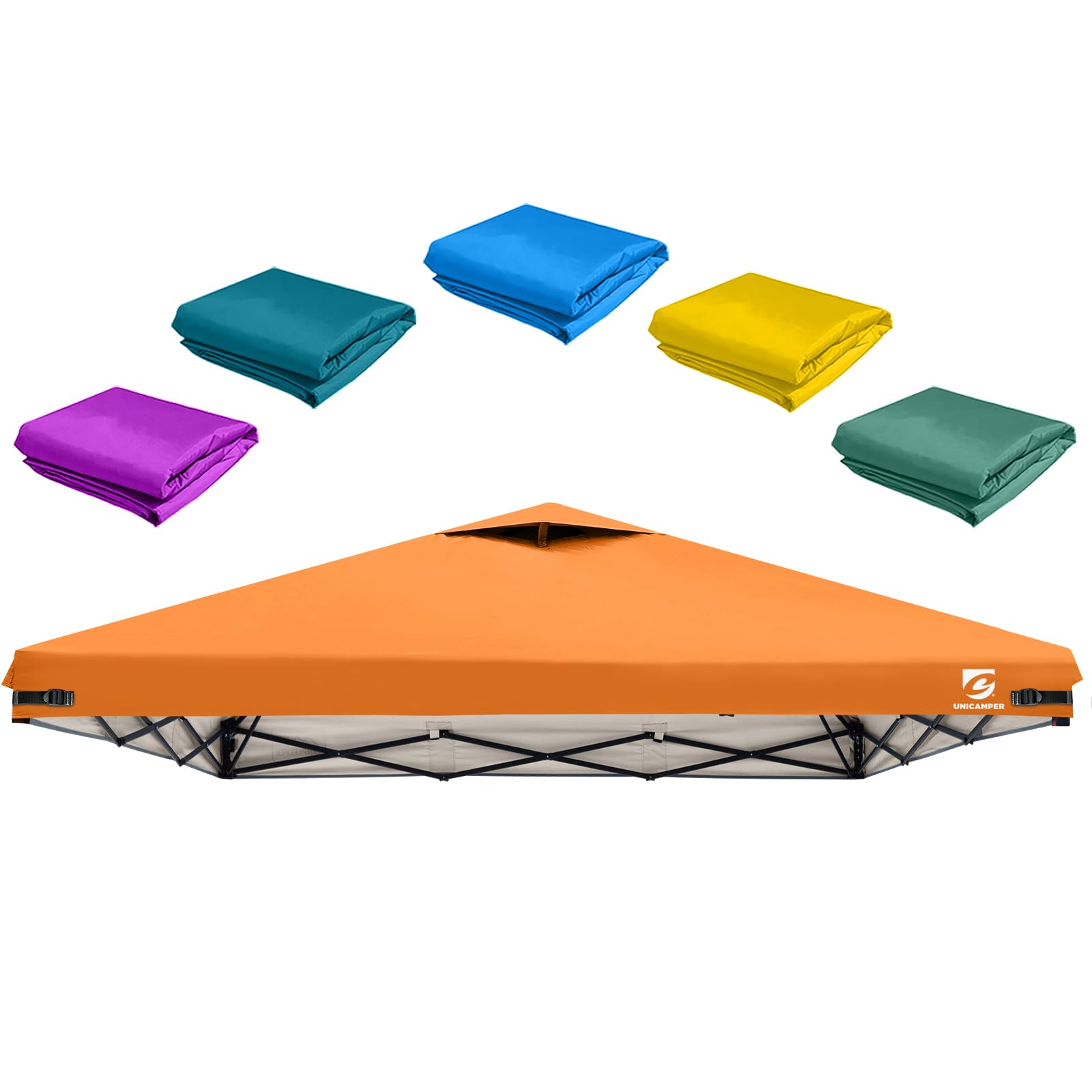 Photo 1 of 10x10 Pop Up Canopy Replacement Top Cover with Air Vent for Straight Leg Canopy Tent, Waterproof for Outdoor Garden Patio Camping Sun Shade (Orange)