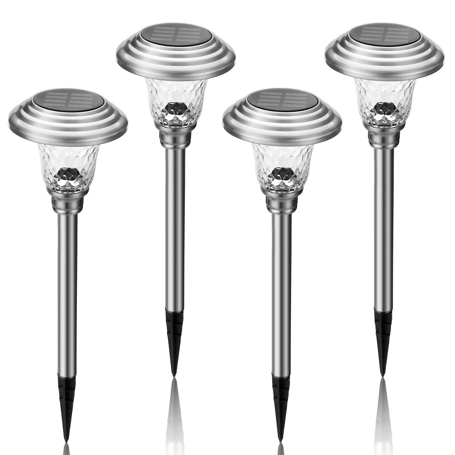 HousePlus Solar pathway lights outdoor + Stainless steel lights + LED lights + Water-proof lights, Solar Garden Llights or Patio Lights or Yard Lights or Driveway Lights