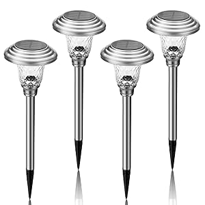 HousePlus Solar pathway lights outdoor + Stainless steel lights + LED lights + Water-proof lights, Solar Garden Llights or Patio Lights or Yard Lights or Driveway Lights