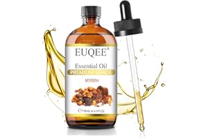 EUQEE Myrrh Essential Oil, Premium Myrrh Oil with Glass Dropper for Aromatherapy, Diffuser, Soap Candle Making - 4 Fl oz/ 118ML