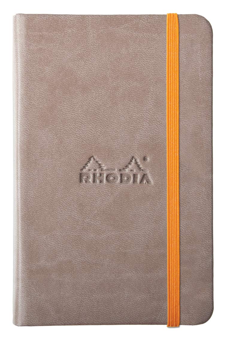 RHODIA 118644C - Taupe Rigid Notebook - A6 - Lined - 192 pages - Ivory Clairefontaine Paper 90 g/m - Bookmark, Elastic Closure - Faux Leather Cover - Rhodiarama Collection