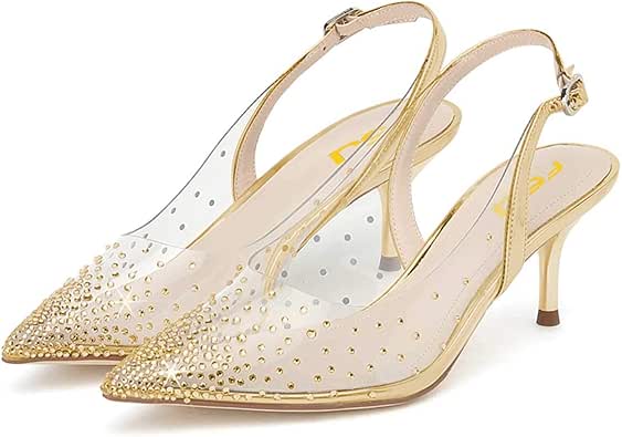 FSJ Women Crystal Studded Clear Pumps Sparkle FSJ Women Crystal Studded Clear Pumps Sparkle