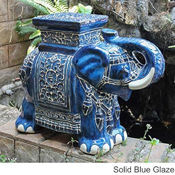 Amazon Com Misc Large Porcelain Elephant Stool Blue Zen Statue