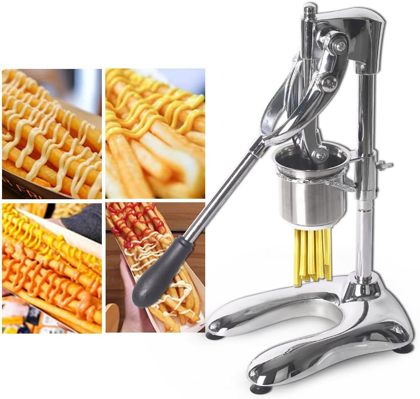 TRUSTME Commercial Fried Potato Strips Squeezers Manual Stainless Steel 30cm Long French Fries Chips Machine Chips Cutters Extruder for Householde