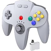 KIWITATA Classic Wireless N64 Controller, 2.4GHZ Retro N64 Wireless Remote Joystick Controller Gamepad Compatible with N64 System Video Game Console Gray