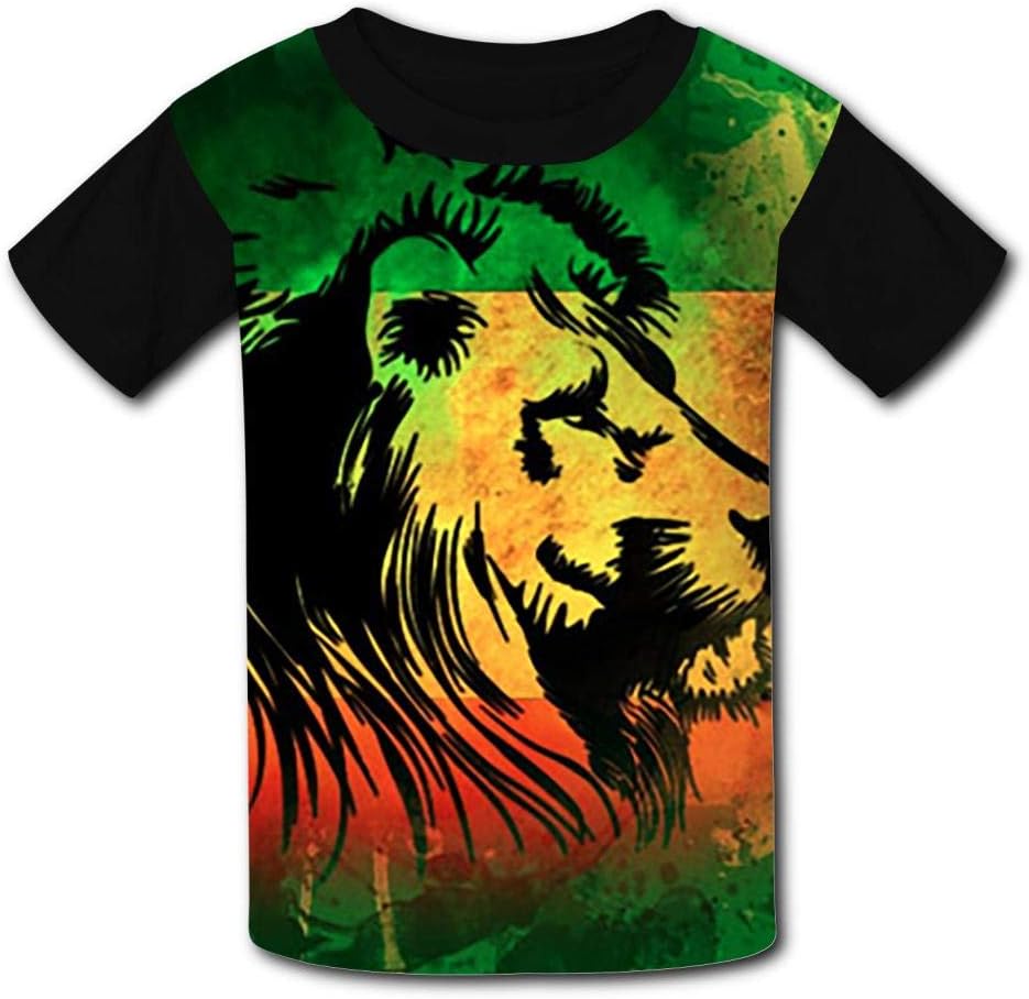 MAURW Youth 3D Jamaica Rasta Lions Short Sleeve T-Shirt Top Tee for Boys Girls