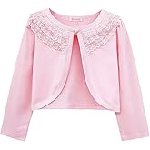 Girls Shrugs Lace Bolero Long Sleeve Cardigan Party Church Dress Cover Up