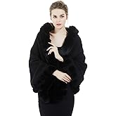 BEAUTELICATE Women Faux Fur Shawl Bridal Cape Wedding Faux Lambs Wool Shrug