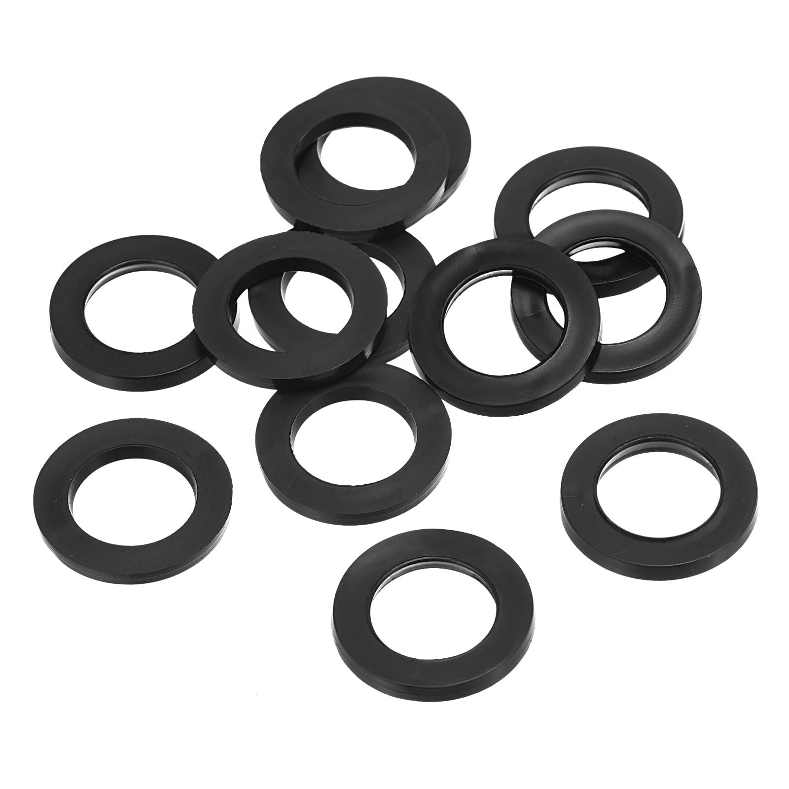 TOP-VIGOR 12Pcs Rubber Flat Washers, 23mm OD 15mm ID 2.5mm Thickness Heavy Duty Black Rubber Grommet Vibration Damping Pads Sealing Gasket Washers for Faucet Pipe Water Hose Fastener Bolt