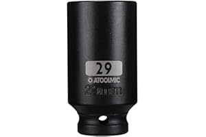 ATOOLMIC 1/2"Square Drive x 29 mm Deep Impact Socket,Metric Socket,6 Point CR-MO for Easy Removal of Axle Nut (29mm)