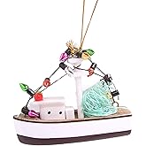 Shrimp Boat Christmas Ornament, Holiday Décor, Nautical Tree Decoration, 3 Inches