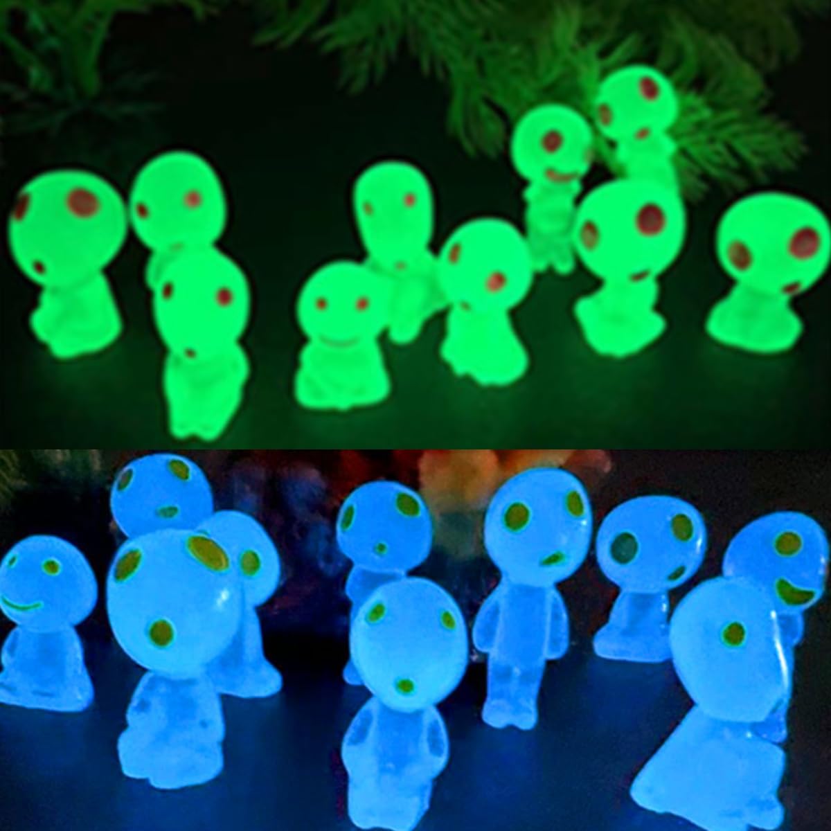 KARLOR Pack of 20 Luminous Alien Figures - Glow Elves & Forest Spirits Funny Sculptures for Table, Children's Room & Aquarium Decoration