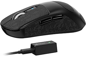 LEXONELEC ATTACK SHARK R6 Lightweight Wireless Gaming Mouse,PAW 3950Max Sensor Computer Mouse with Nordic 52480,8KHz Polling,42K DPl,OMRON Optaicl Switch,USB-C Charging,7 Programmable Buttons(Black & Sticker)
