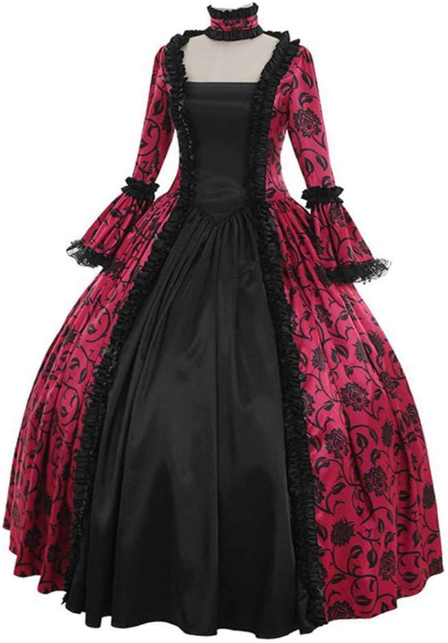 Women Halloween Medieval Victorian Cosplay Costume,Renaissance Gothic Princess Party Dresses