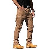 FLYFIREFLY Men's Ripstop Tactical Cargo Pants Water Resistant Quick Dry Hiking Work Pants with Multi-Pockets(No Belt)