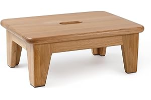 CONSDAN Oak Step Stool for Bed, Wooden Stool for Adults & Seniors - 6.5" High, Non-Slip Mat, No Assembly Needed, Solid Wood, Natural Color