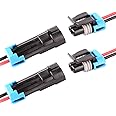 HUIQIAODS 2 Pin Way Car Waterproof Electrical Connector Plug with Wire AWG Marine Pack of 2
