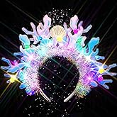 JAKAWIN Light Up Mermaid Headband Ocean Costume Crown Headbands Coral Hair Accessories for Women