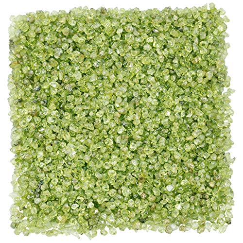 TUMBEELLUWA 1LB Chips Tumbled Stones Crushed Reiki Irregular Shaped Healing Crystal Quartz Decoration,Peridot