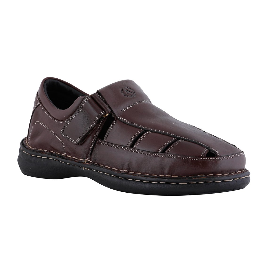amster men's brown genuine italian leather sandals