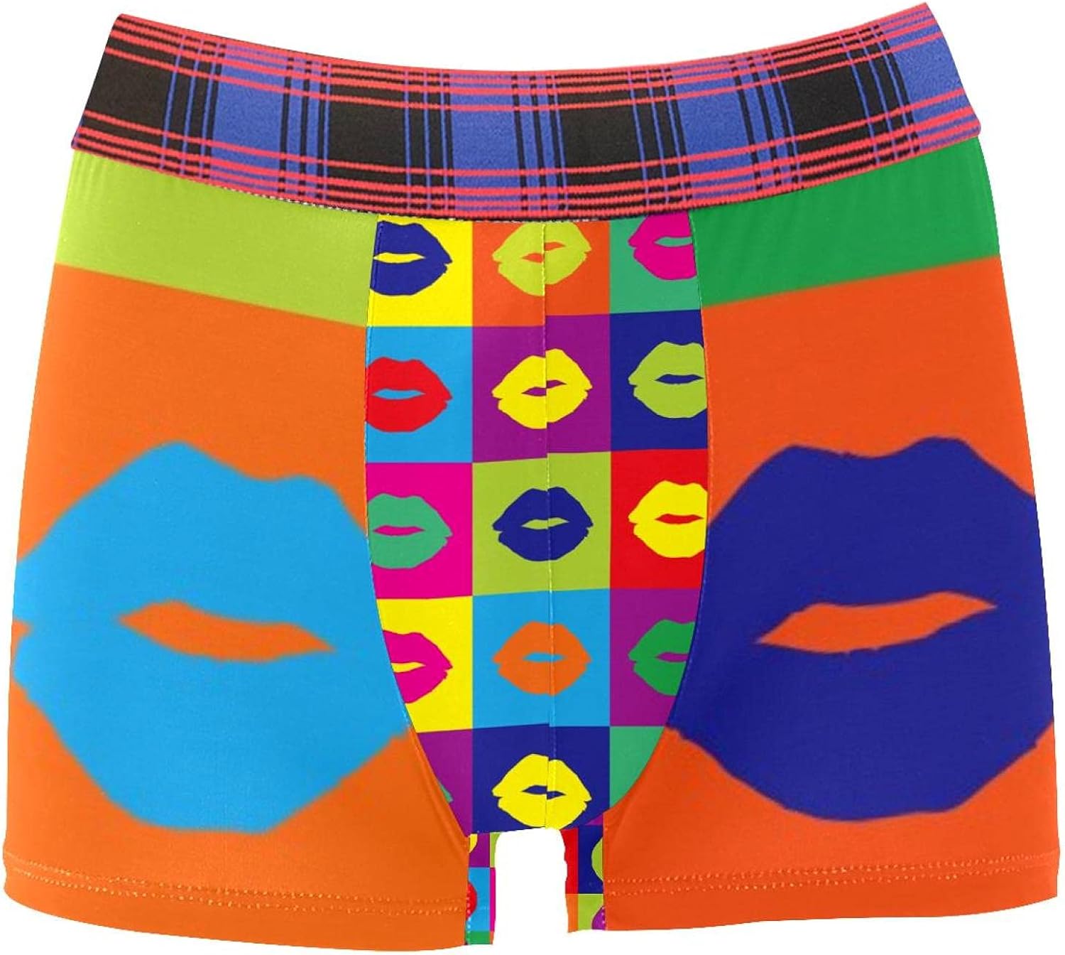 Lorvies Boxer Briefs Colorful Pop Art Lips Pattern Men Underwear Short
