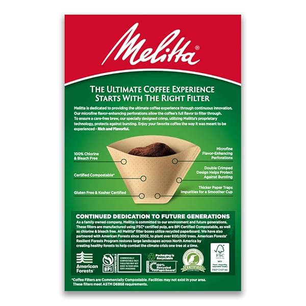 MELITTA #4 CONE COFFEE FILTERS, UNBLEACHED NATURAL BROWN, 100 TOTAL FILTERS COUNT