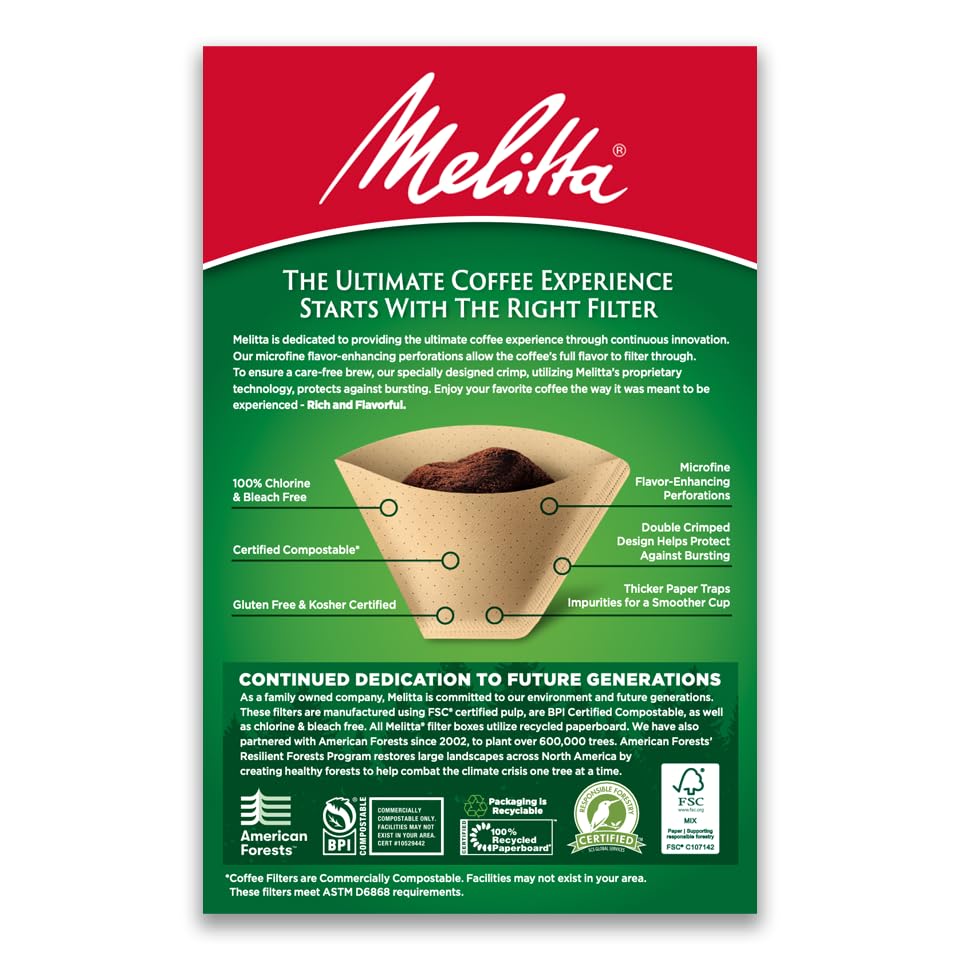 Melitta Super Premium No. 4 Coffee Paper Filter, Natural Brown, 100