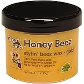 AmPro Pro Styl Beez Wax - Softens Your Hair and Provides Strong Hold - Infused with Argan Oil to Smooth and Condition Tresses - Creates Sleek Looks When Locking, Curling, and Braiding - Gold - 4 oz