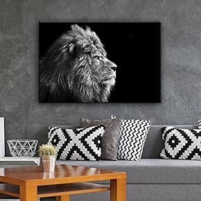 Lion On Black Background - Canvas Art