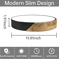 Led Ceiling Light Flush Mount: 12 Inch 24W Bedroom