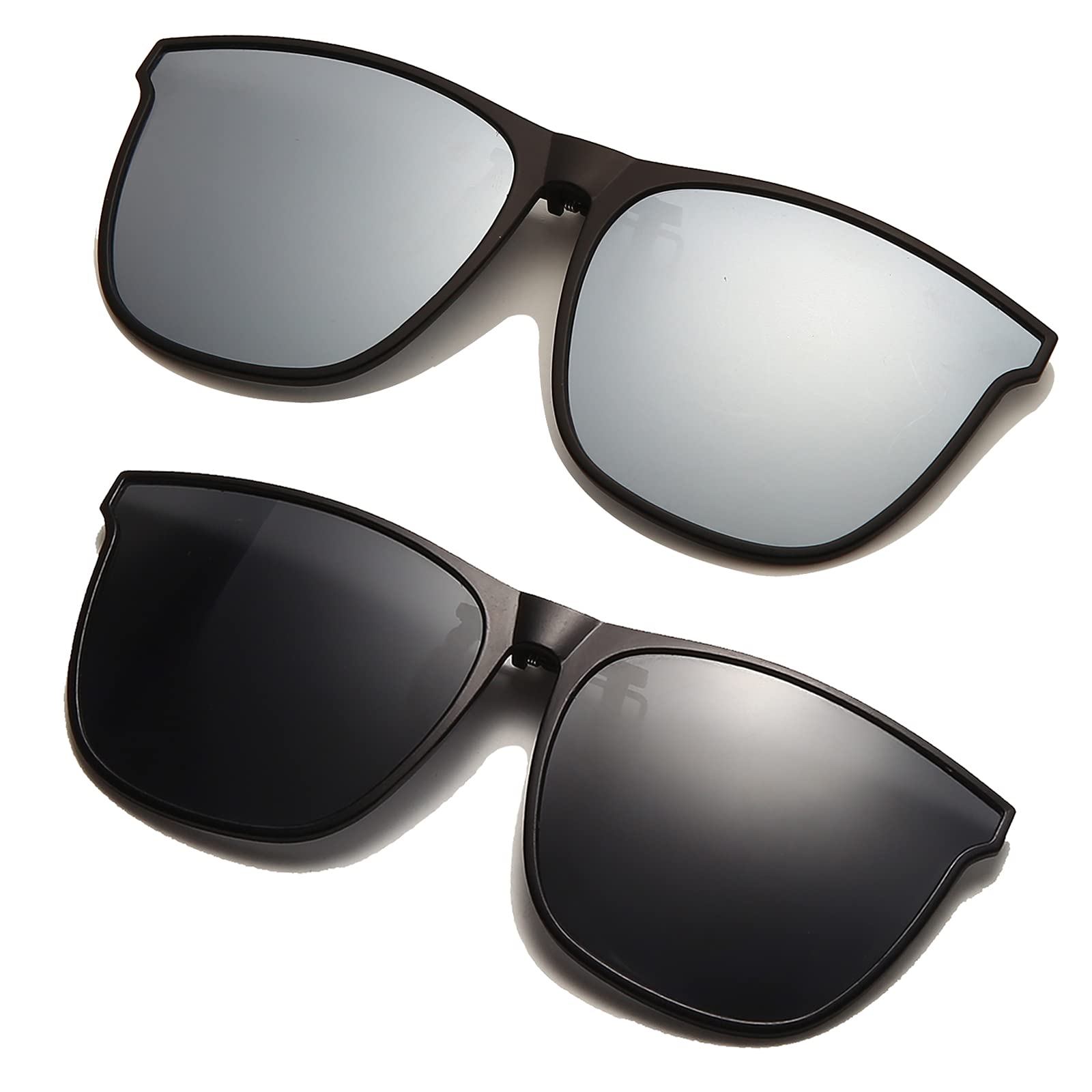 Long Keeper Polarised Clip on Sunglasses - Sunglasses Clip on Glasses for Men Women, Large Frame Flip Up Shades for Driving Fishing Outdoor