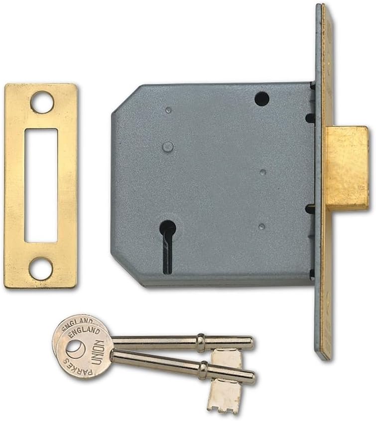 Union Locks 2177 3 Lever Mortice Deadlock 77.5mm - Polished Brass (Boxed), Multi - Image 3