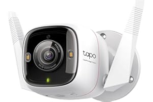Tapo TP-Link ColorPro Wi-Fi Outdoor Camera | Plug-in | Daylight Clarity at Night | 2K QHD | Person/Pet/Vehicle Detection | Local/Cloud Storage | 127° FOV | Built-in Siren C325WB
