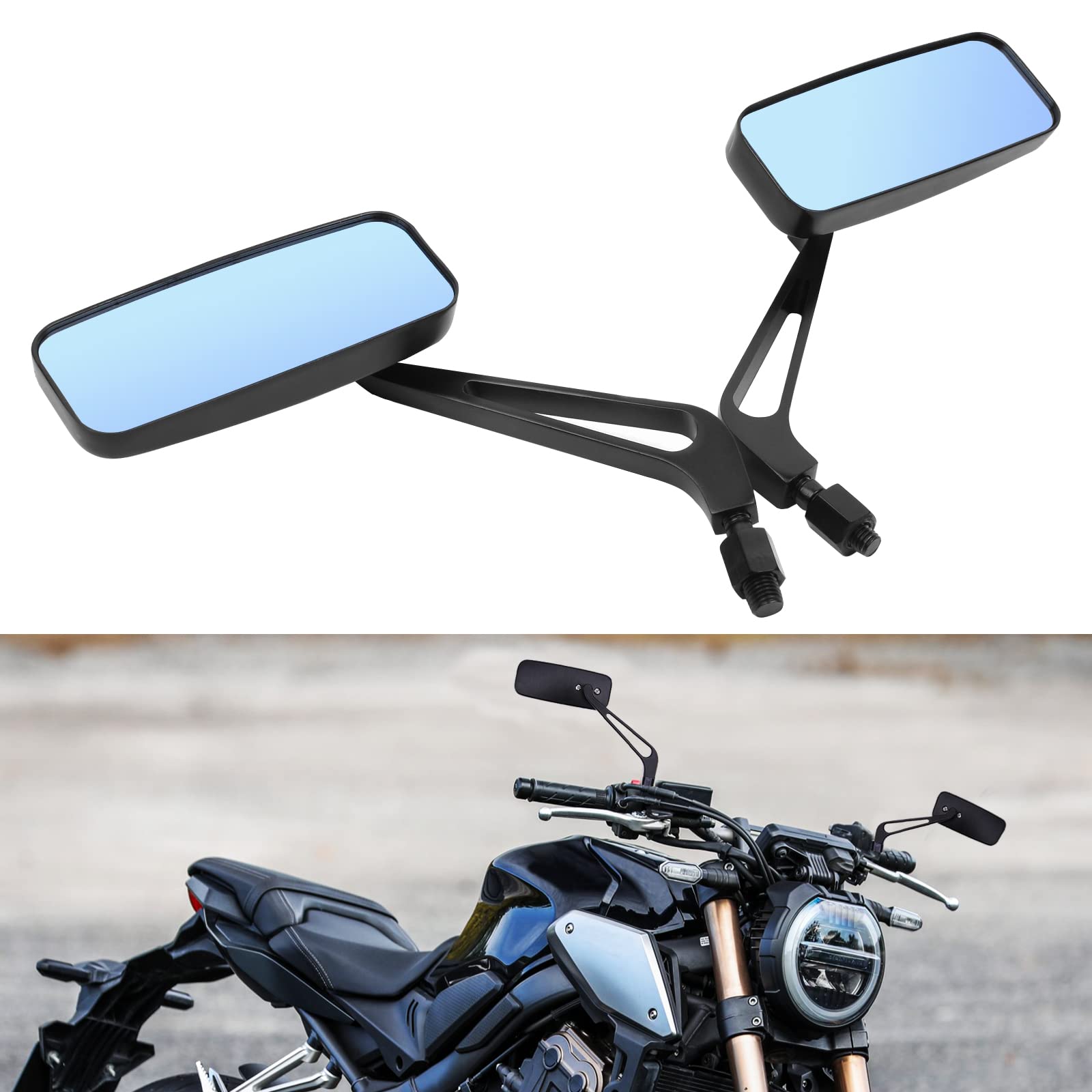 8mm 10mm Motorcycle Rectangle Rearview Side Mirror Wing Side Mirror For Cruiser Scooter Chopper Touring Bobber