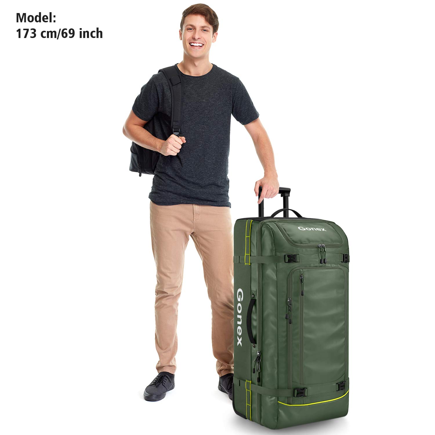 Gonex Rolling Duffle Bag with Wheels, 100L Water Repellent Large Wheeled Travel Duffel Luggage