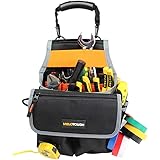 MELOTOUGHElectrician Tool Pouch Bag with Shoulder Strap Tool Belt Pouch with Rain Cover and Electrical Tape Strap,Hammer Holder Electricians Tool Bag (20 Pockets)