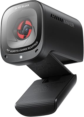 Webcam usb anker 2k, microfone estéreo k.i com cancelamento de ruído, ângulo de visão ajustável, correção de luz, tampa de câmera integrada