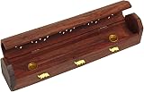 storeindya Wooden Incense Holder Box with Brass Inlay - Rosewood view 5