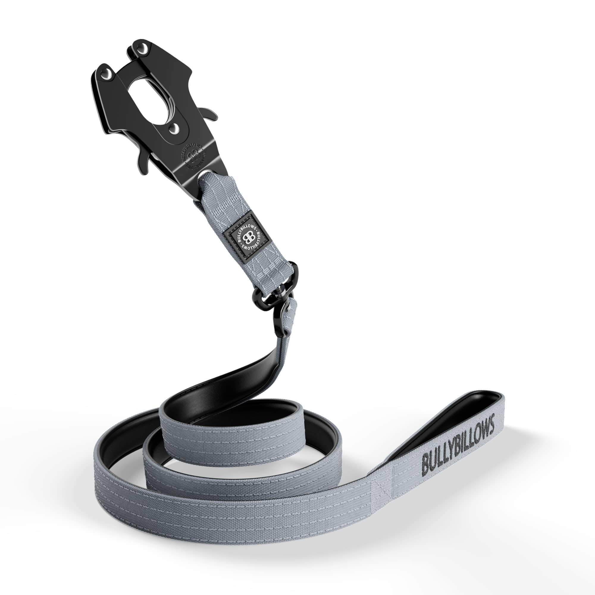 BullyBillows Anti-Tangle Swivel Combat Dog Lead | Padded Handle For Easier Walks | Anti Tangle & Pressure Tested Dog Lead | Suitable For All Dog Breeds - Grey