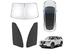 Karltys 3PCS Windshield Sun Shade for 2022-2025 Nissan Pathfinder, Front and Side Window Sunshade Custom Fit Pathfinder, Reflective Foldable Sun Visor Cover Protector Keep Your Car Cool