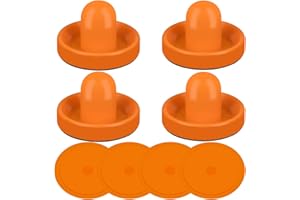 ONE250 Air Hockey Pushers and Red Air Hockey Pucks, Goal Handles Paddles Replacement Accessories for Game Tables (4 Striker, 4 Puck Pack)