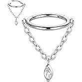 PEAKLINK Dangle Nose Ring Septum Piercing Jewelry 16G Septum Rings Surgical Steel Seamless Clicker Ring Dangly Nose Hoop Ring Daith Earrings Helix Rook Tragus Conch Jewelry Conch Earring