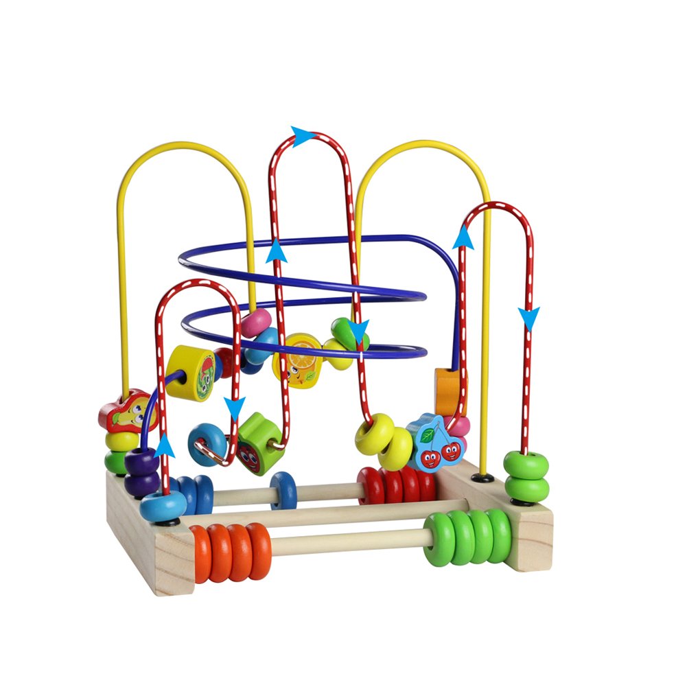 Fajiabao Bead Maze Wooden Toys Roller Coaster Colorful Abacus Circle Toy for Kids Boys Girls
